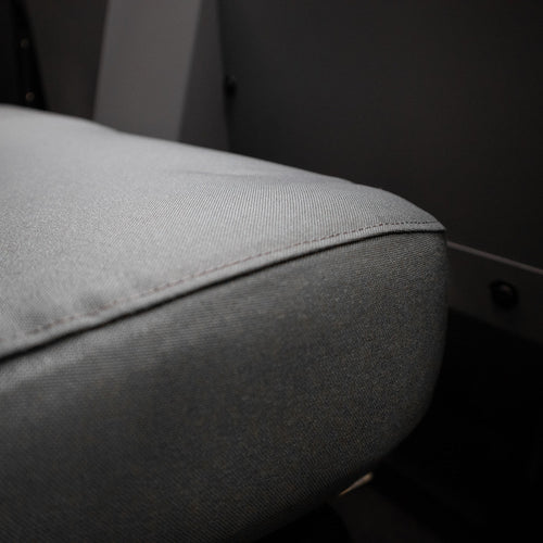 TigerTough Tactical Seat Covers on the rear seat of a Tesla Model Y - Seat Edge Detail