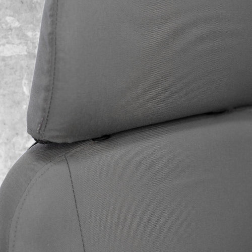 This is a close up of the headrest and seat back part of the cover. Everything is made from super tough 1000 denier Cordura and everything is stitched in America.