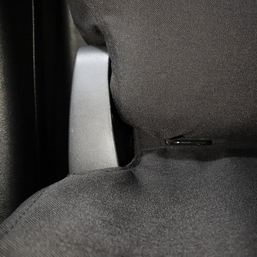 Toyota Tundra Double Cab with TigerTough black seat covers. Carseat latch compatible.